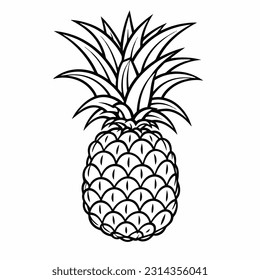 Vector illustration of a hand drawn coloring book pineapple