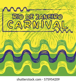 Vector illustration. Hand drawn  composition of Brazil Carnival. Ipanema beach pattern.

