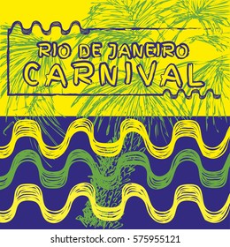 Vector illustration. Hand drawn  composition of Brazil Carnival. Ipanema beach pattern.

