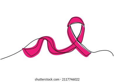 vector illustration hand drawn continuous line cancer ribbon