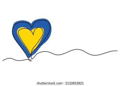 ilustración vectorial línea contínua dibujada a mano amor ukraine bandera