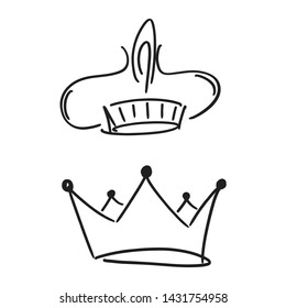 Vector illustration of hand drawn crowns on white background