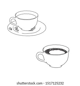 Vector Illustration hand drawn A cup of coffee mug with white background in Line art design - vector
