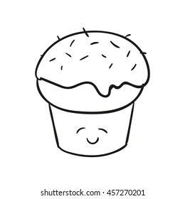 Vector Illustration of a Hand Drawn Cupcake Doodle
