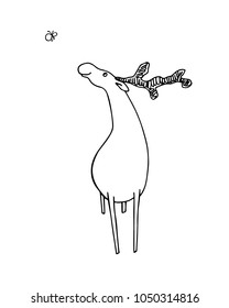 Vector illustration of hand drawn cute deer. Beautiful ink drawing, sketch style. Perfect design elements, animal illustration