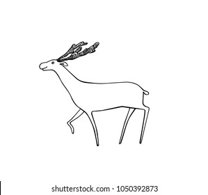 Vector illustration of hand drawn cute deer. Beautiful ink drawing, sketch style. Perfect design elements, animal illustration