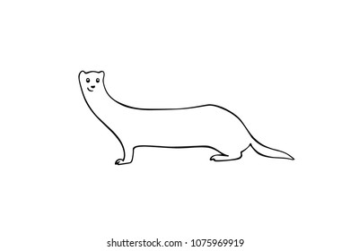 Vector Illustration Hand Drawn Cute Weasel Stock Vector (Royalty Free ...