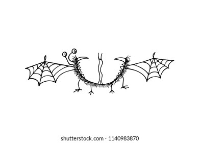 Vector illustration of hand drawn cute monster. Graphic style, ink drawing. Beautiful design elements