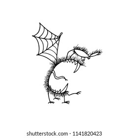 Vector illustration of hand drawn cute screaming monster. Graphic style, ink drawing. Beautiful design elements