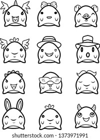 Vector illustration hand drawn of cute doodle monster set.