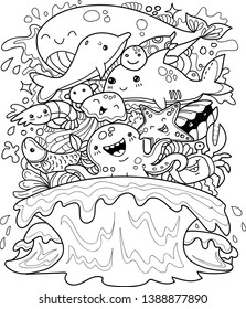 Vector illustration hand drawn of cute doodle sea summer holiday .