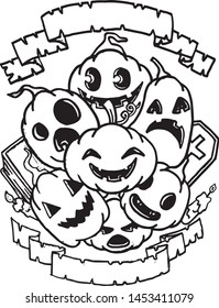 Vector illustration hand drawn of cute doodle of pumpkin isolated of white background 