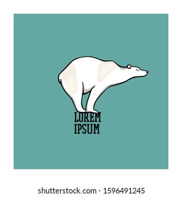 Vector illustration of hand drawn cute polar bear trying to keep the balance. Beautiful ink drawing, animal design elements. Logo template