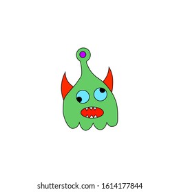 Vector illustration of hand drawn cute monster. Colorful doodle character.