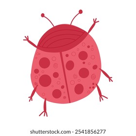 Vector illustration hand drawn cute ladybug on a white background for posters, children's book design, coloring books, covers, games, banners, postcards, children's room