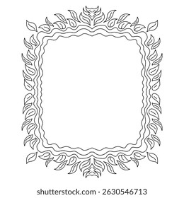 Vector illustration of hand drawn decorative leaf frame with square shape in sketch style
