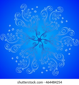 Vector Illustration, hand drawn. Decorative Sea Waves round ornaments  for wallpaper, gift paper, fabric print, furniture. Mandala design element. Unusual flourish line ornament. Abstract weave flower