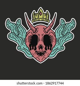 vector illustration hand drawn demon king crying good for t-shirt