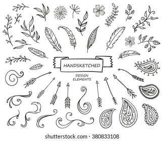 Vector Illustration of Hand Drawn Design Elements