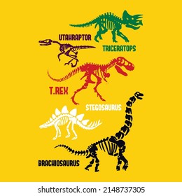 Vector illustration of hand drawn dinosaurs and typography. Graphic design for kids t-shirt