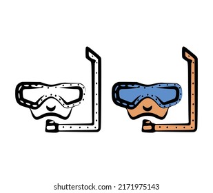Vector illustration of a hand drawn diving mask on a white background