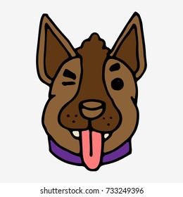 Vector illustration of a hand drawn dog head. Isolated on white
