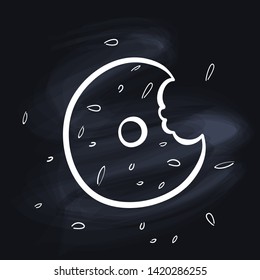 Vector illustration of hand drawn donut on the blackboard.