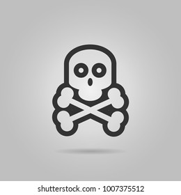 Vector illustration. Hand drawn doodle of human skull with a terrible smile. Symbol of danger and death. Cartoon sketch. Poison sign. Isolated on white background