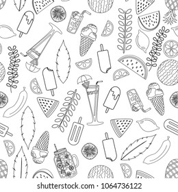 Vector illustration with hand drawn doodle  fruit and ice cream, summer concept.