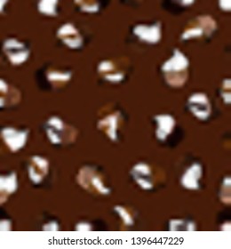 Vector illustration. Hand drawn doodle illustration with pastry. Sweets background design. Cupcakes seamless pattern with watercolor on white, black and brown background.