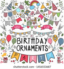 Vector illustration hand drawn doodle ementevent party set