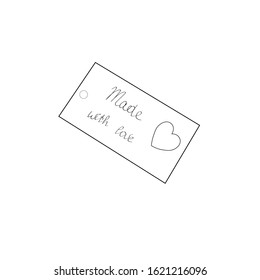Vector illustration. Hand drawn doodle sticker with text  Made with love Decoration for greeting cards, posters, emblems