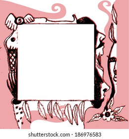 Vector illustration of hand drawn doodle frame. Horror, spooky, eerie.