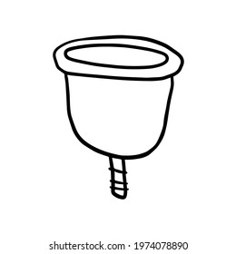 Vector illustration of hand drawn doodle sketch. Menstrual cup isolated on white background