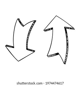 Vector illustration of hand drawn doodle arrows