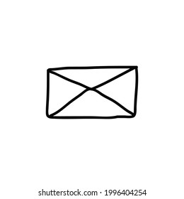 Vector illustration. Hand drawn doodle of closed envelope. Not read incoming message. Cartoon sketch. Decoration for greeting cards, posters, emblems
