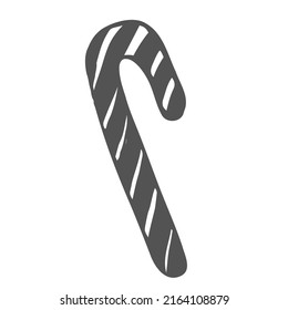 Vector illustration. Hand drawn doodle of Christmas candy cane. Santa's stripes cane. Cartoon sketch. Isolated on white background