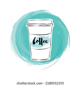 Ilustración vectorial. Papel desechable con doodle dibujado a mano con café o té. Esbozo de caricatura. Decoración para menús, carteles, vidrieras, tarjetas de felicitación, carteles, papeles pintados