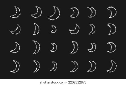 Vector illustration of hand drawn doodle half moon symbol pattern by using ballpoint to draw