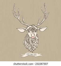 Vector illustration Hand drawn doodle Christmas deer