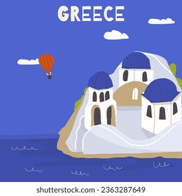 Vector illustration of hand drawn doodle style landmarks, landmarks and symbols of Greece. Tourism, travel.