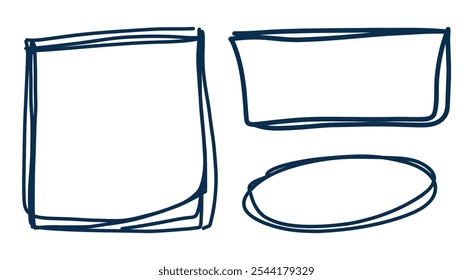 Ilustración vectorial dibujado a mano doodle marcos de bosquejo sobre un fondo blanco