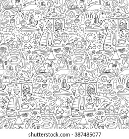 Vector illustration with hand drawn doodle summer and beach elements