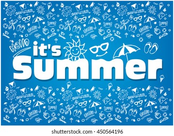 Vector illustration with hand drawn doodle summer elements