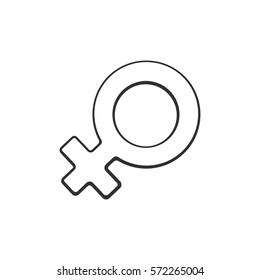 Vector illustration. Hand drawn doodle with female Venus symbol. Gender pictogram. Cartoon sketch. Decoration for greeting cards, posters, emblems