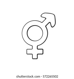 Vector illustration. Hand drawn doodle with transgender or hermaphrodite symbol. Gender pictogram. Cartoon sketch. Decoration for greeting cards, posters, emblems