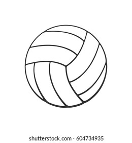 Vector illustration. Hand drawn doodle of leather volleyball ball. Sports equipment. Cartoon sketch. Decoration for greeting cards, posters, emblems, wallpapers