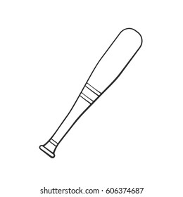 Vector illustration. Hand drawn doodle of aluminum baseball bat. Sports equipment. Cartoon sketch. Decoration for greeting cards, posters, emblems, wallpapers
