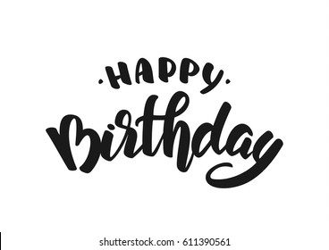 Vector illustration: Hand drawn doodle brush lettering of Happy Birthday. 