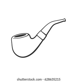 Vector illustration. Hand drawn doodle of hipster retro smoking pipe. Vintage tobacco pipe. Cartoon sketch. Decoration for greeting cards, posters, emblems, wallpapers
